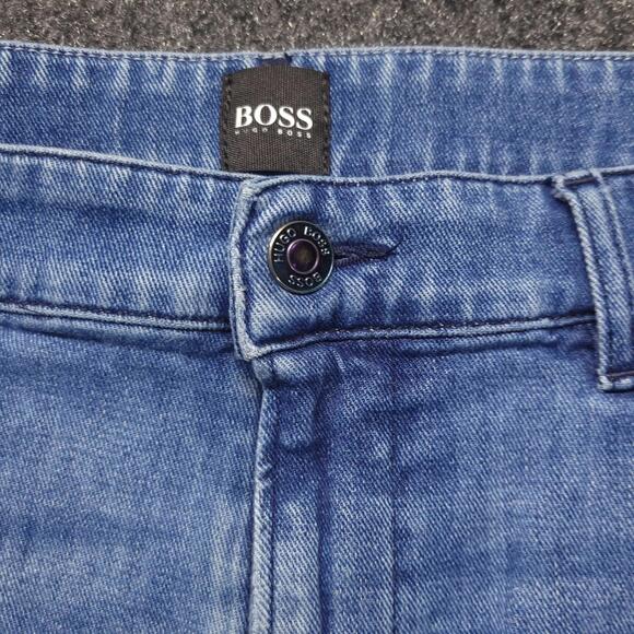 ALTERED Hugo Boss Mens Jeans Regular Straight Leg Stretch Blue W36 L26 ALTERED - Picture 1 of 9